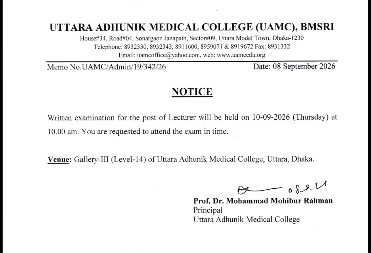 Written examination for the post of Lecturer